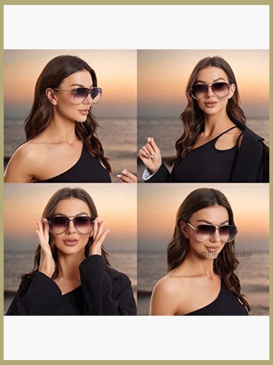 Oversized Aviator Sunglasses, UV400 Protection, Memory Stainless Steel Frame main image 6